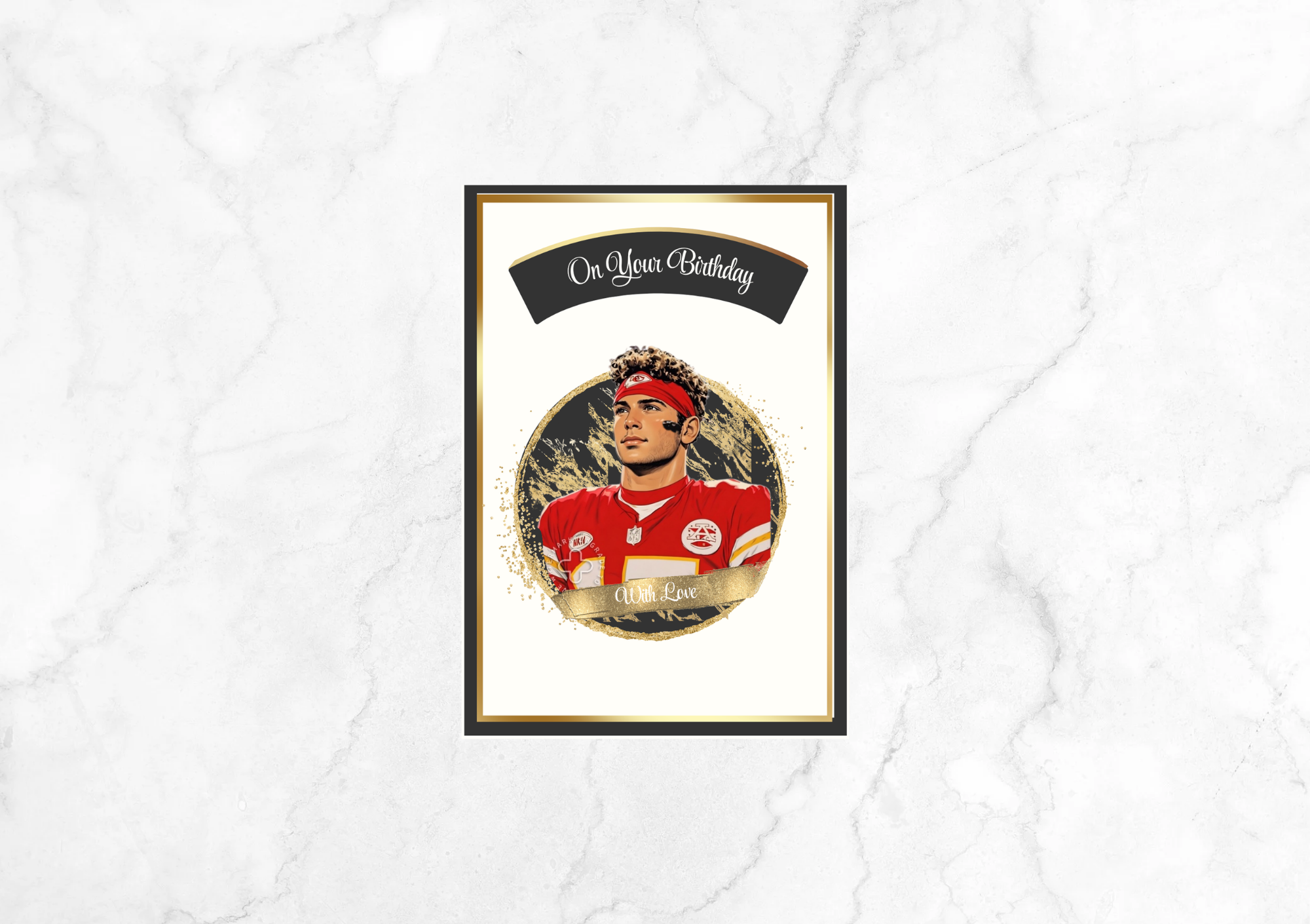 Amour Sports Icons Mahomes Birthday Card (Black)