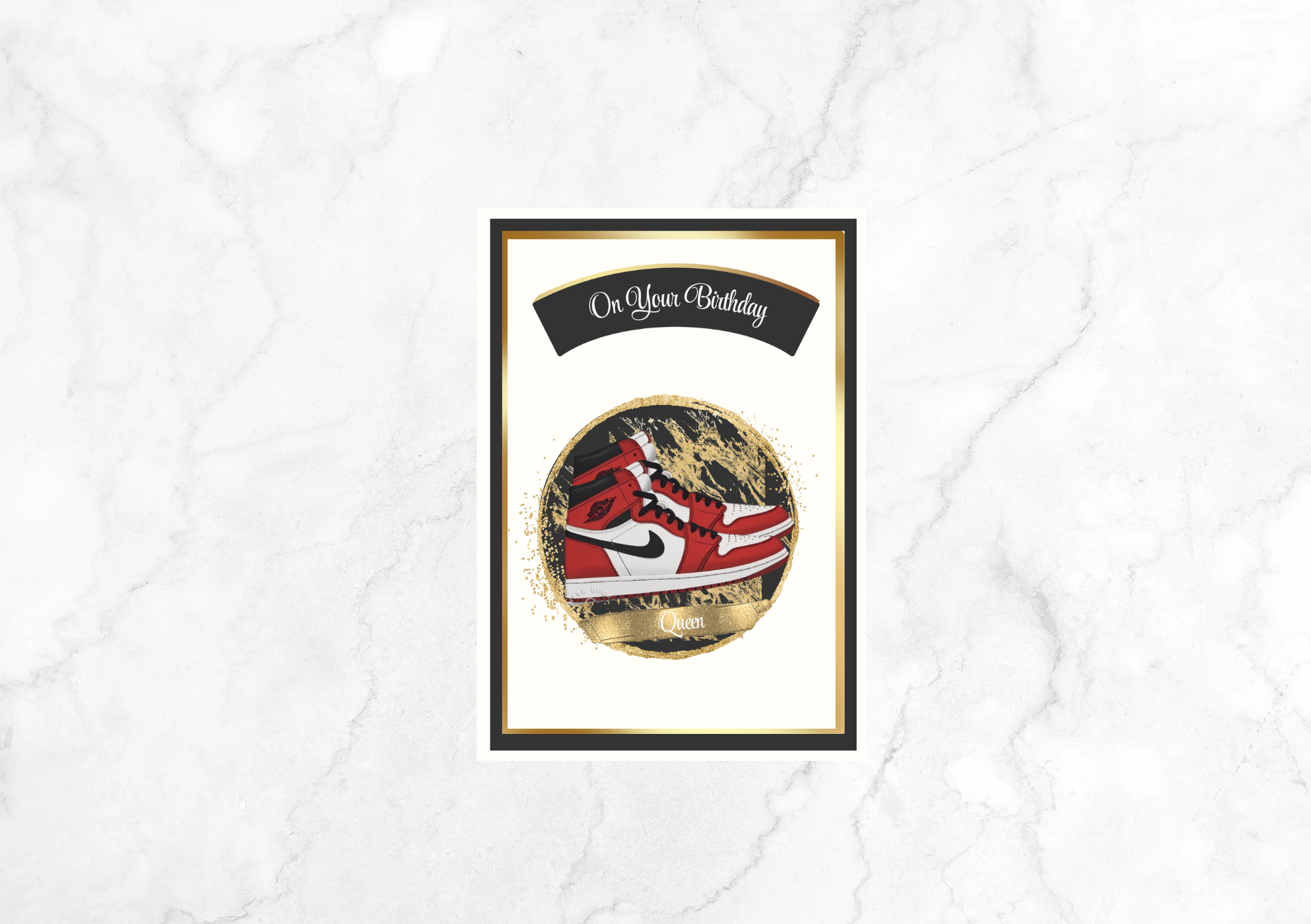 Amour Jordans 1s Birthday Card - My Queen (Black)