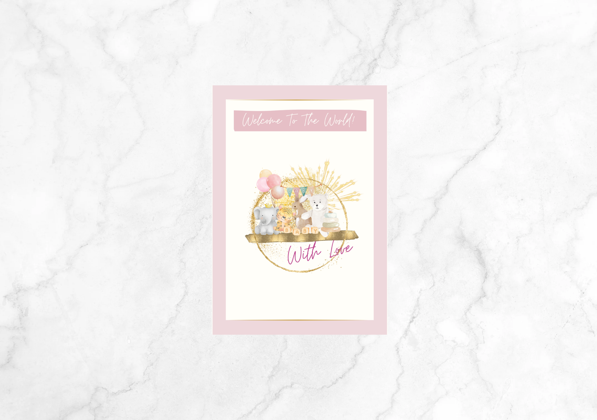 Libre Teddies II Baby Shower Card (Pink)