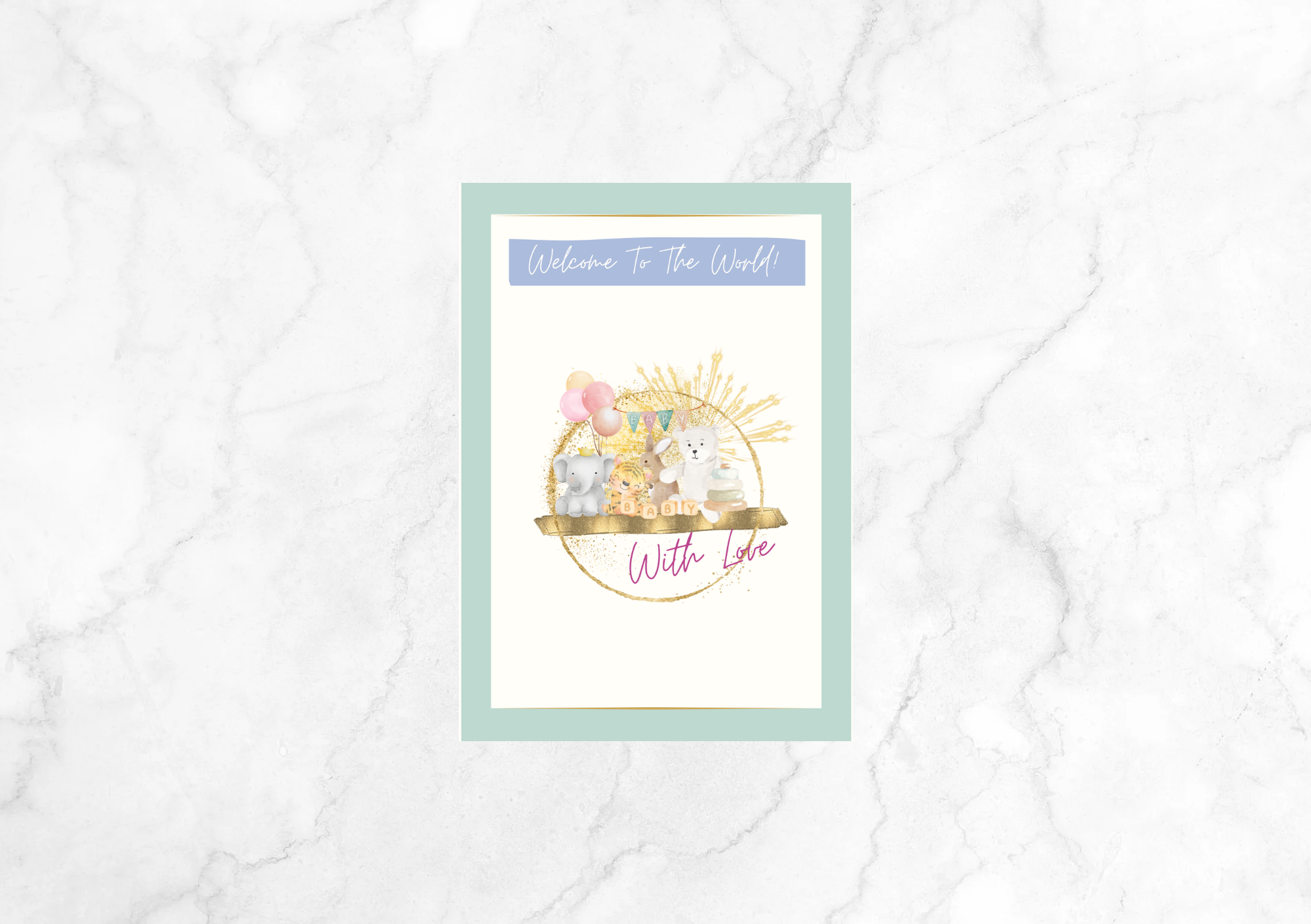 Libre Teddies II Baby Shower Card (Green)