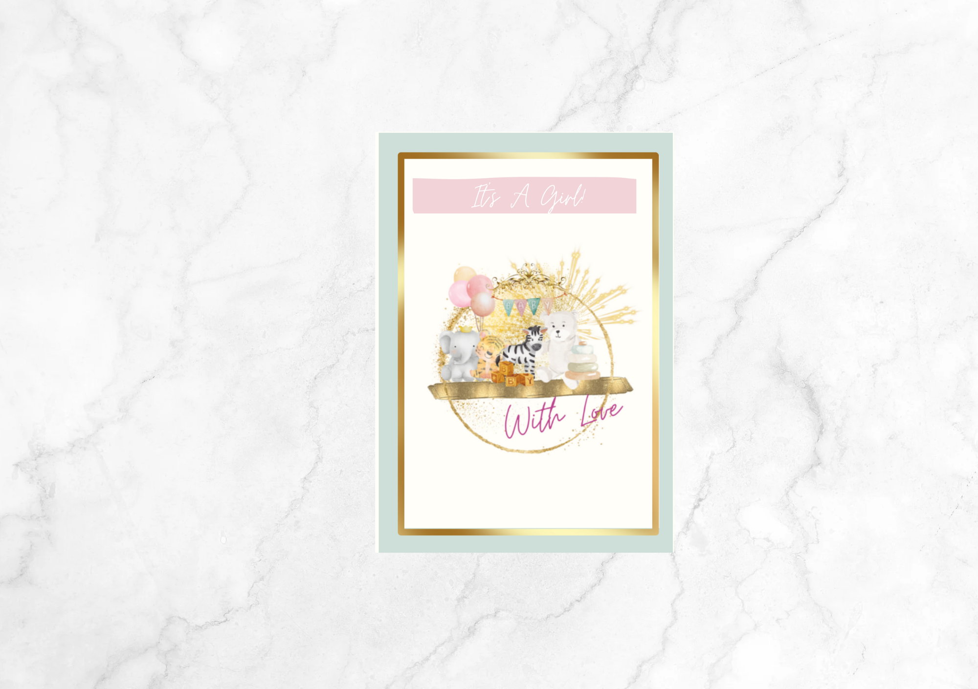 Libre Teddies It's a Girl New Baby Card (Green)