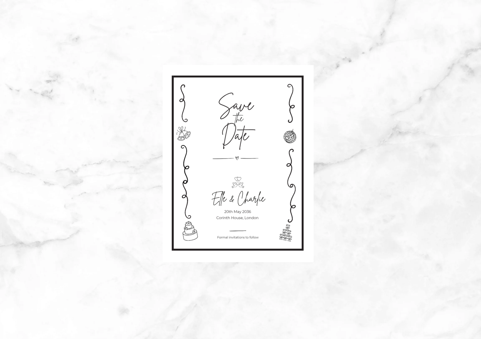 Ryder Illustrated Modern Save the Date (Black)