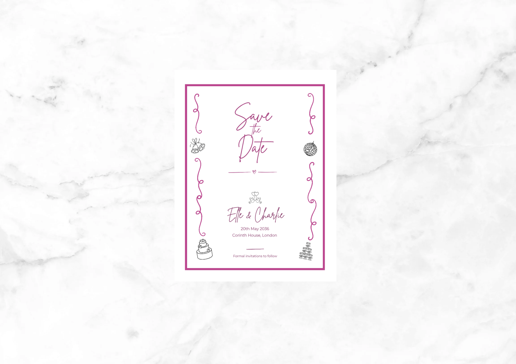 Ryder Illustrated Modern Save the Date (Hot Pink)