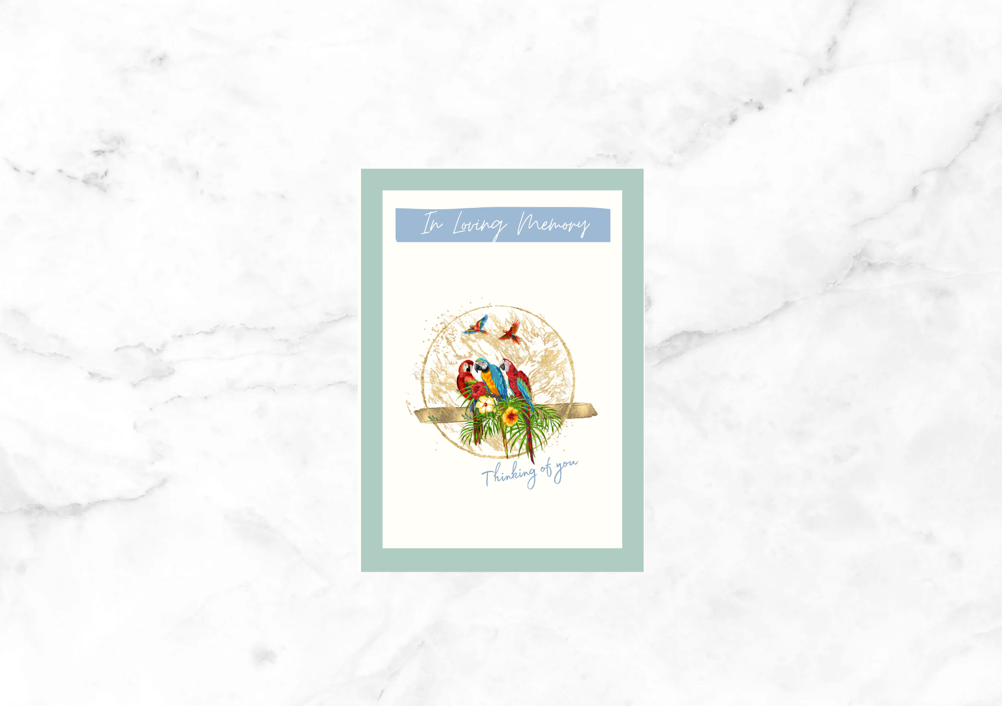 Libre Macaws II Sympathy Card (Duck Egg Green)