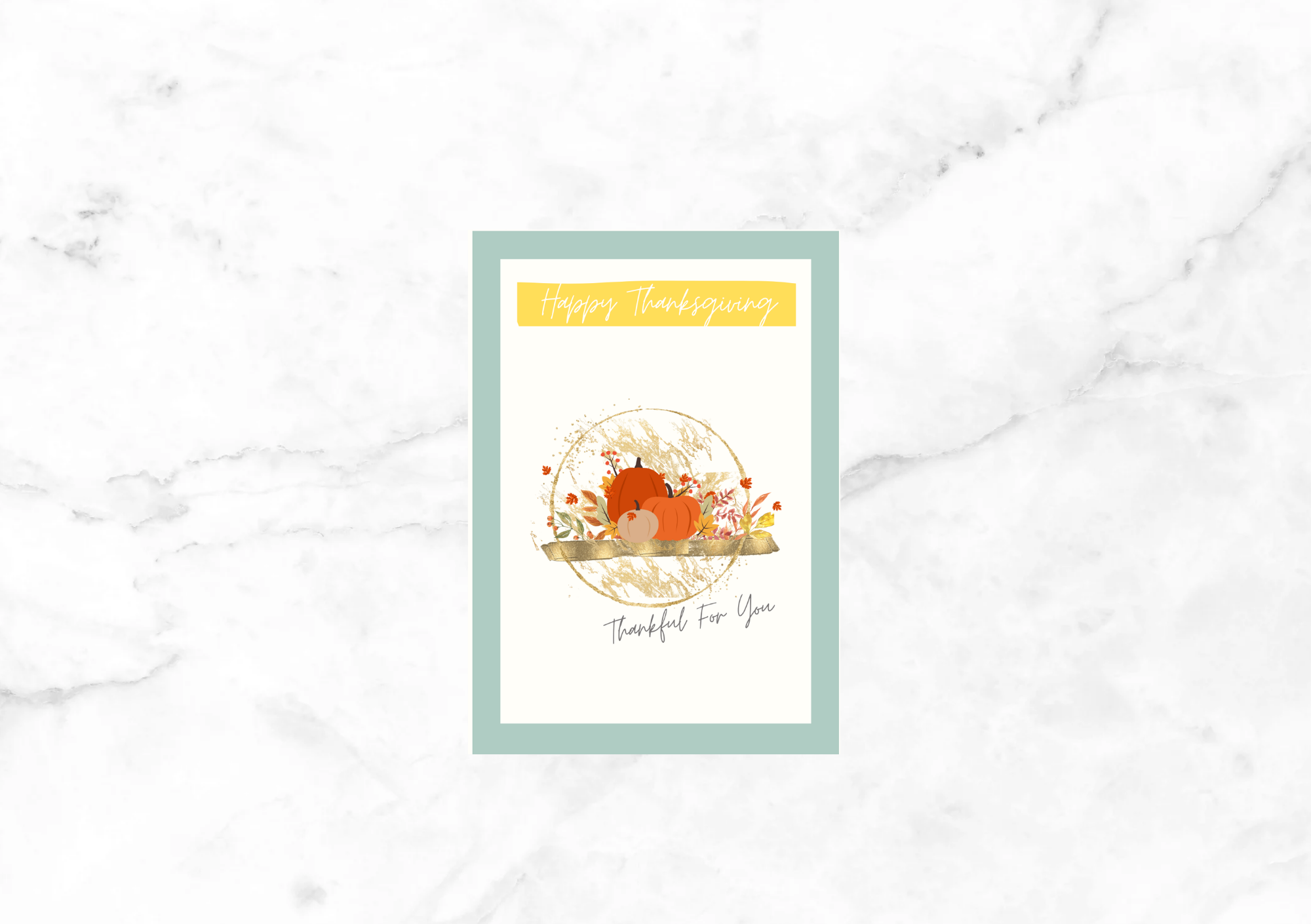 Libre Fall Pumpkins II Thanksgiving Card (Duck Egg Green)